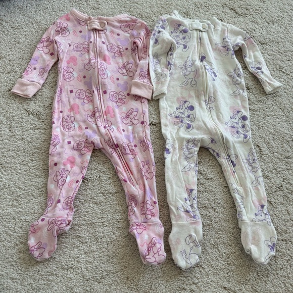 6-9M Disney Baby Minnie Mouse & Daisy 2 Footies Coveralls - Picture 1 of 9